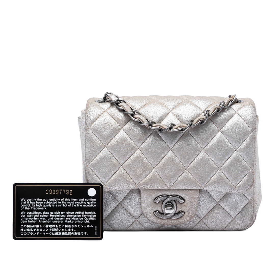 Chanel Mini Square Classic Metallic Cuir d’agneau Simple rabat