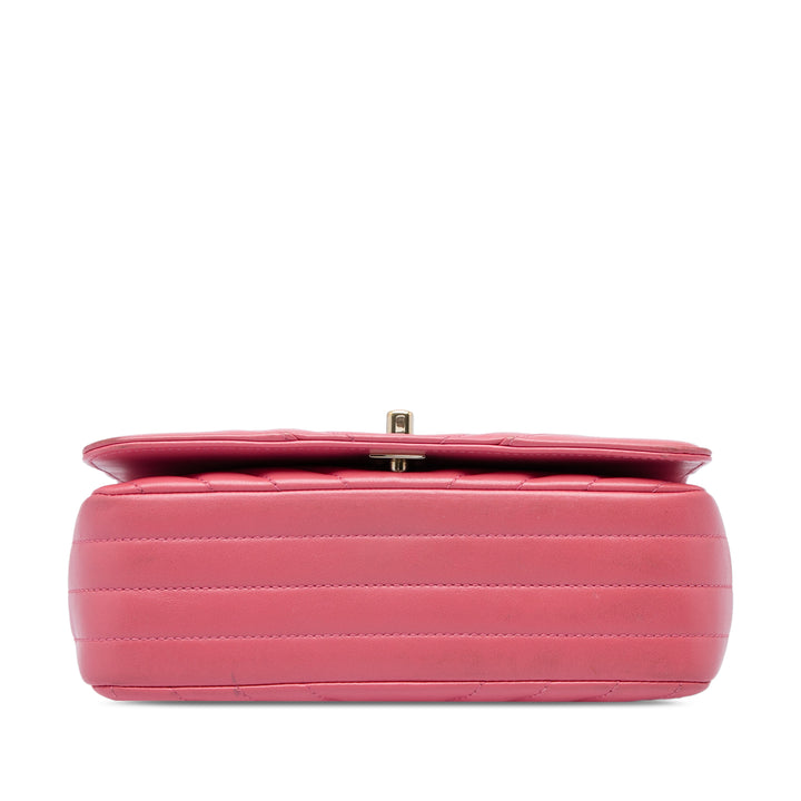 Chevron Statement à rabat Mini Cuir de veau Rose