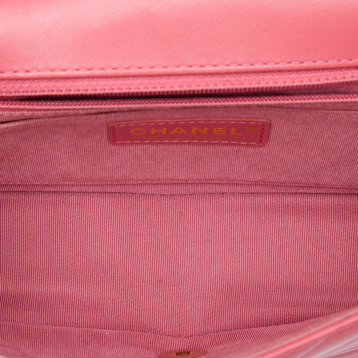 Chevron Statement à rabat Mini Cuir de veau Rose
