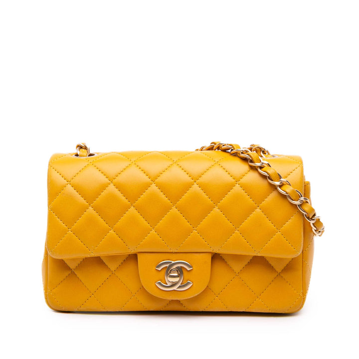 Chanel Mini Rectangular Classic Cuir d’agneau Simple rabat