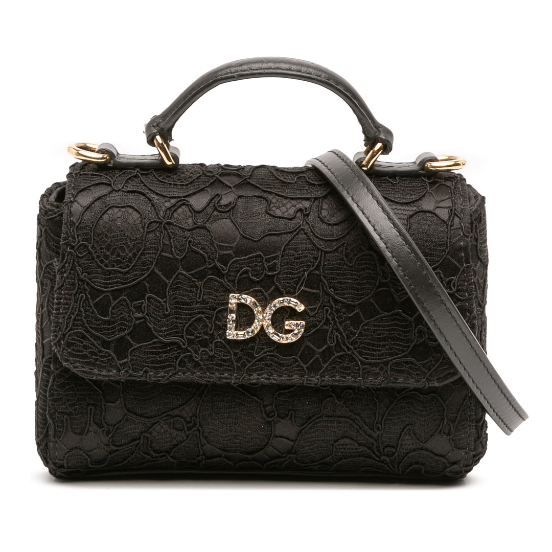 Dolce & Gabbana Soie et Lace Cristal Embellished DG à rabat Sac