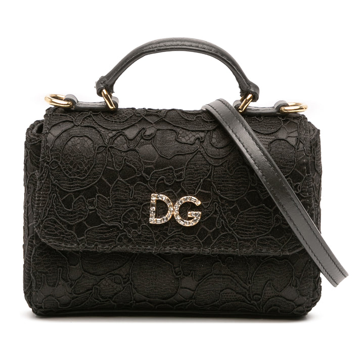 Dolce & Gabbana Soie et Lace Cristal Embellished DG à rabat Sac