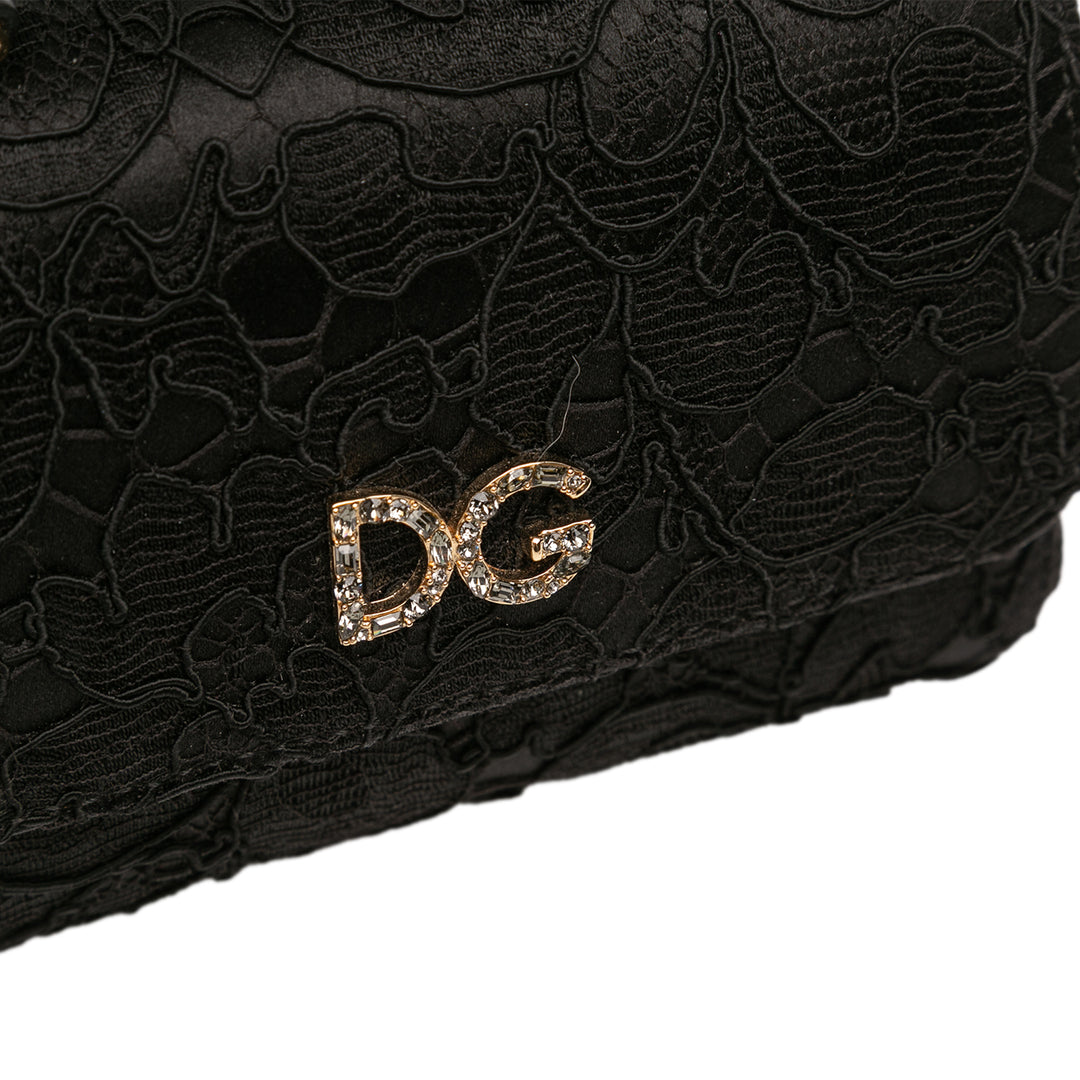 Dolce & Gabbana Soie et Lace Cristal Embellished DG à rabat Sac