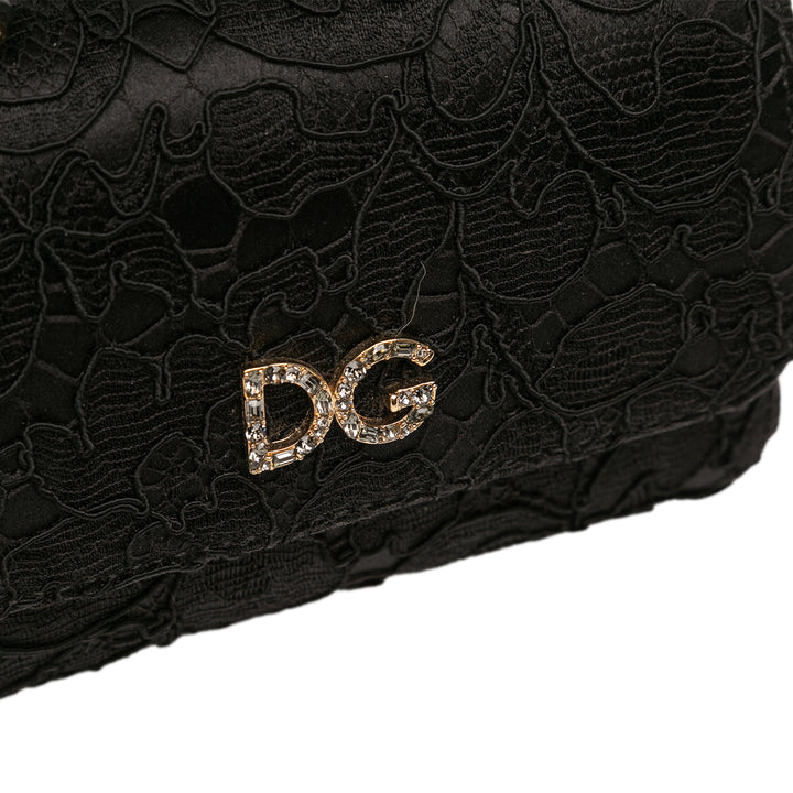 Dolce & Gabbana Soie et Lace Cristal Embellished DG à rabat Sac