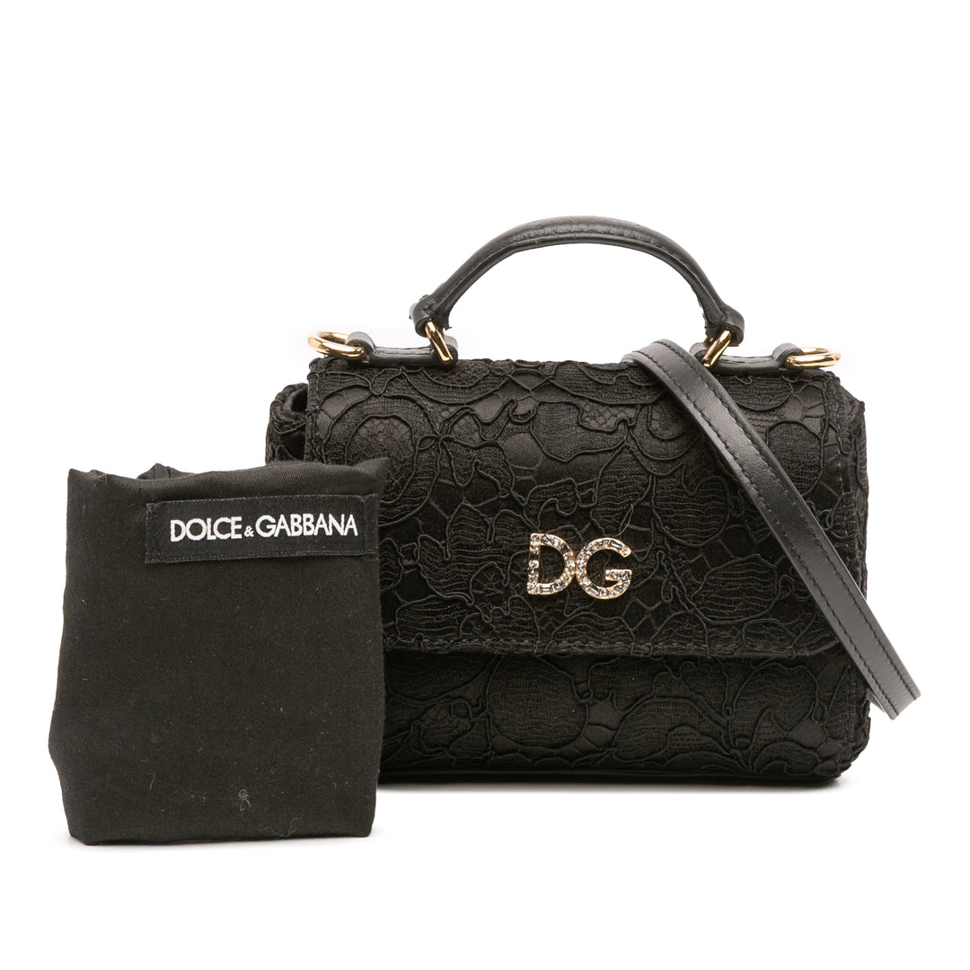 Dolce & Gabbana Soie et Lace Cristal Embellished DG à rabat Sac