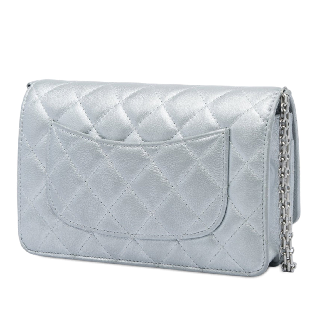 Reissue 2.55 Matelassé Métallisé vieilli Wallet on Chain Cuir de veau Argenté