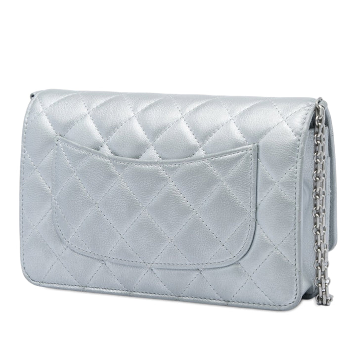 Reissue 2.55 Matelassé Métallisé vieilli Wallet on Chain Cuir de veau Argenté
