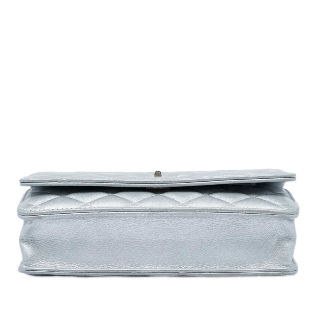 Reissue 2.55 Matelassé Métallisé vieilli Wallet on Chain Cuir de veau Argenté
