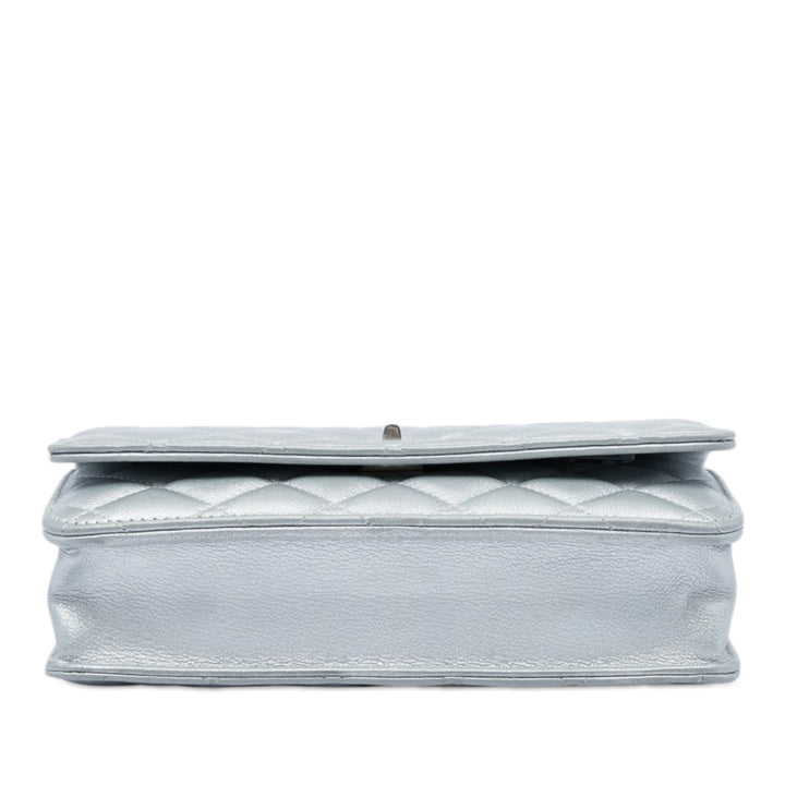 Reissue 2.55 Matelassé Métallisé vieilli Wallet on Chain Cuir de veau Argenté