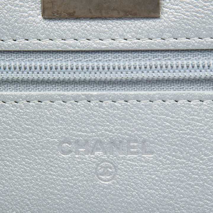 Reissue 2.55 Matelassé Métallisé vieilli Wallet on Chain Cuir de veau Argenté