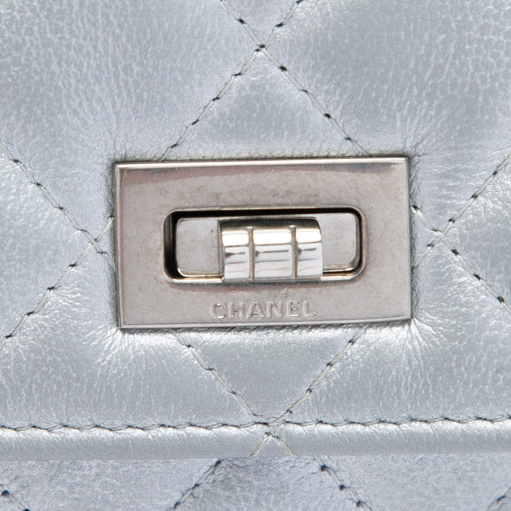 Reissue 2.55 Matelassé Métallisé vieilli Wallet on Chain Cuir de veau Argenté