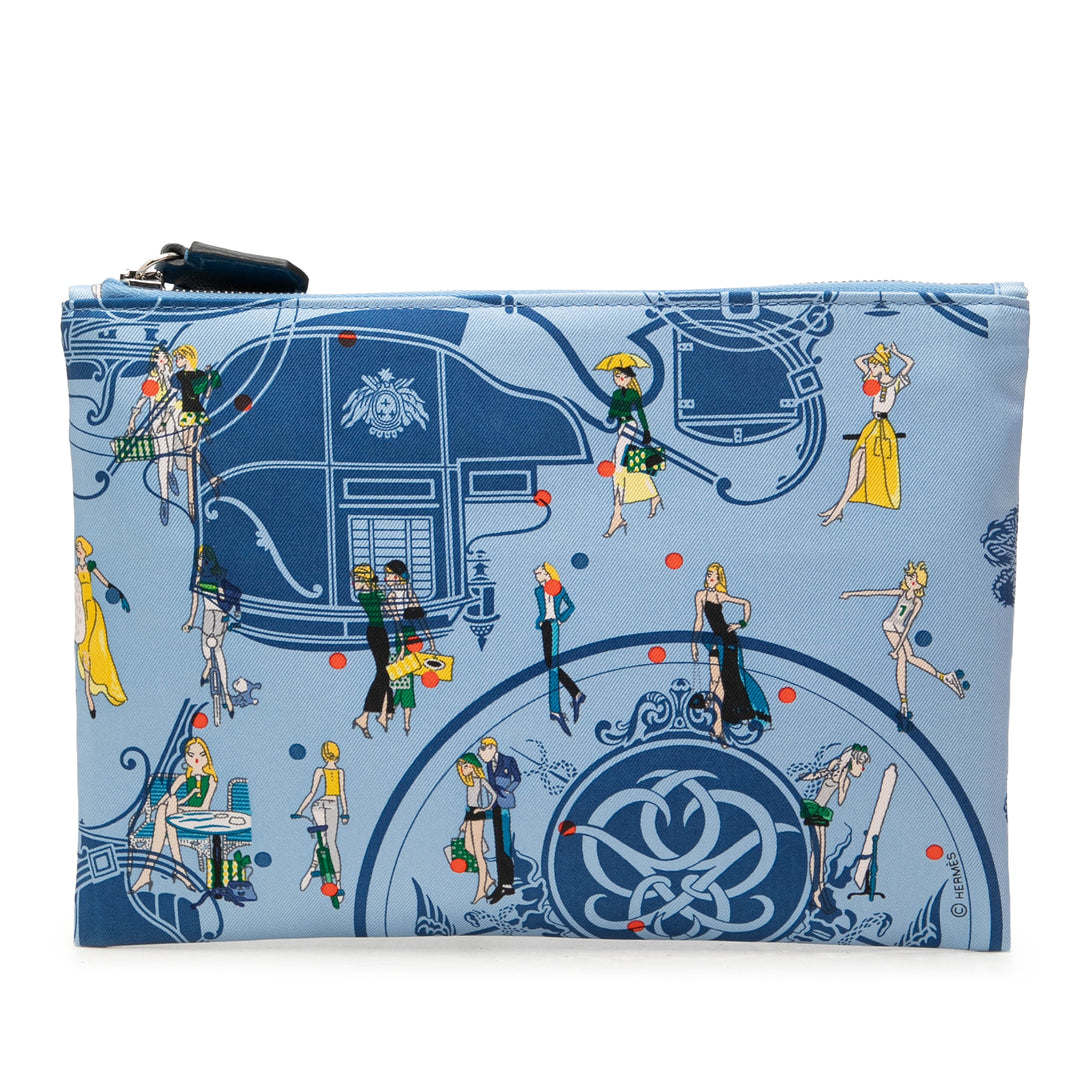 Hermès Ex Libris Les Parisiennes Poche Cosmetic Étui Bleu – vue principale – GABY PARIS