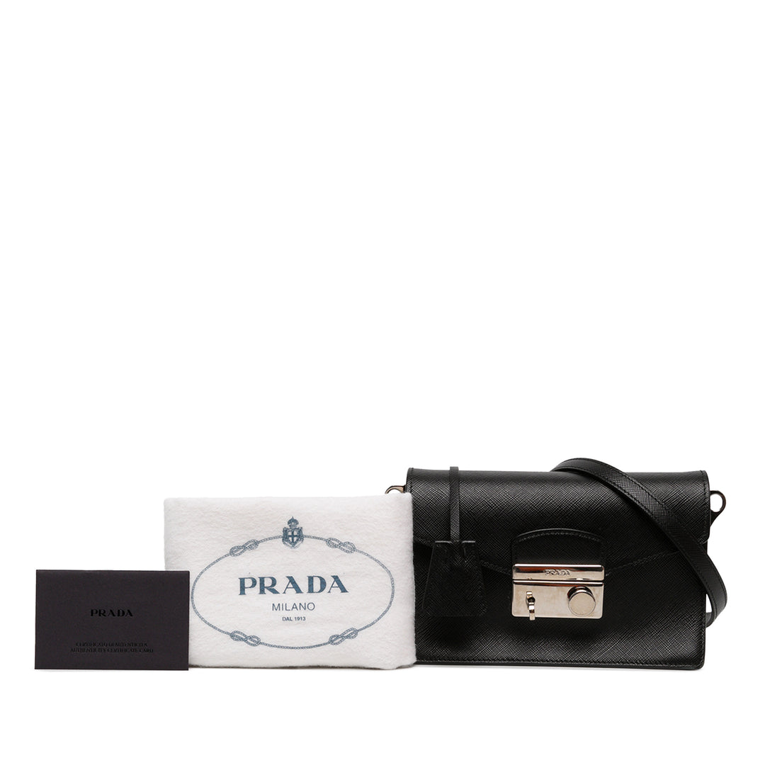 Prada Sac bandoulière Lux Sound Lock Saffiano Noir – vue 6 – GABY PARIS