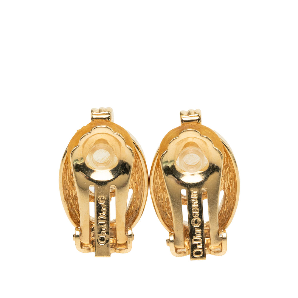 Dior plaqué Strass CD Logo À clip Boucles d'oreilles Doré – vue 2 – GABY PARIS