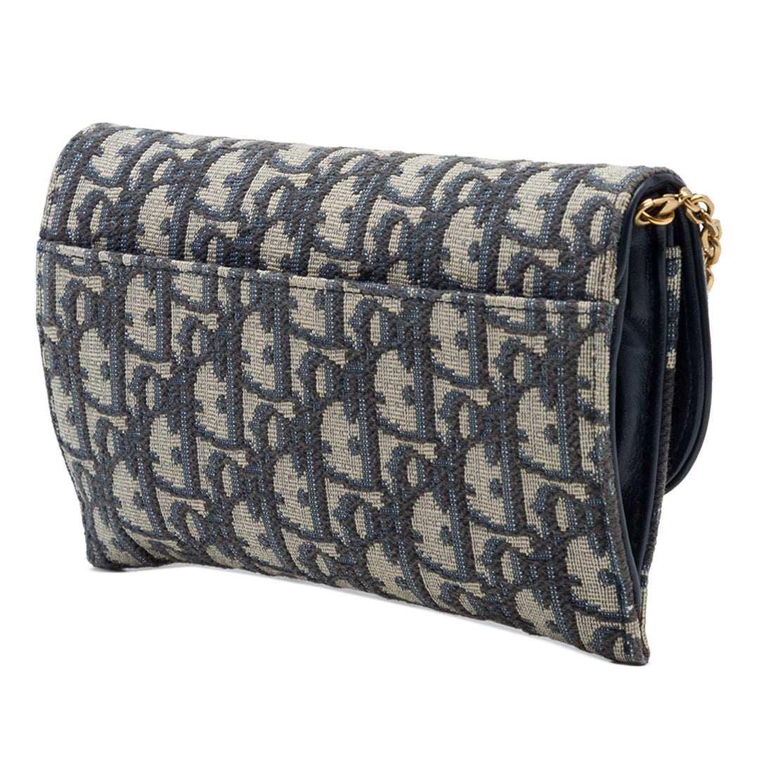 Dior Saddle Wallet on Chain Oblique Bleu