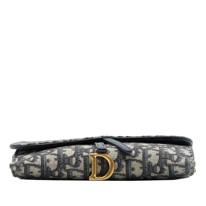 Dior Saddle Wallet on Chain Oblique Bleu