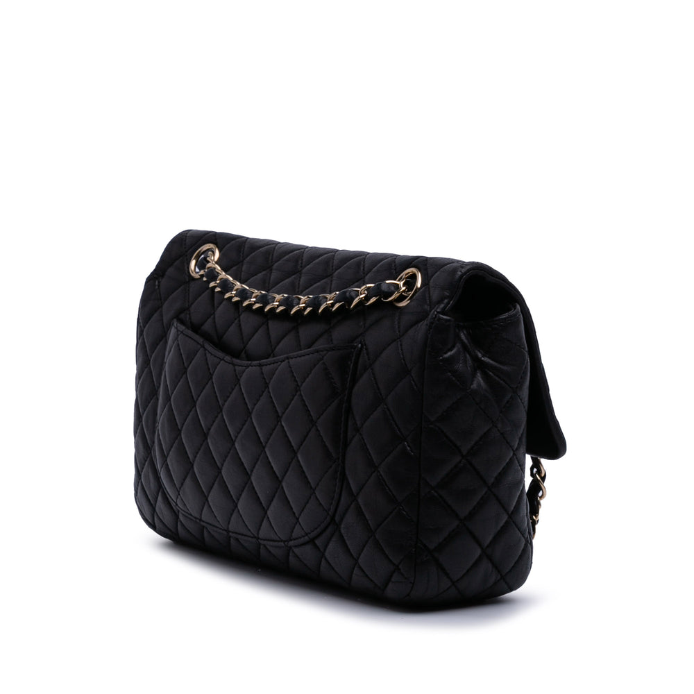 Medium Classic Lambskin Valentines Heart Charms Single Flap Black - Gaby Paris
