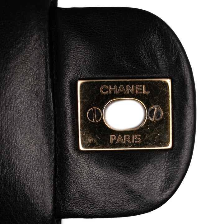 Medium Classic Lambskin Valentines Heart Charms Single Flap Black - Gaby Paris