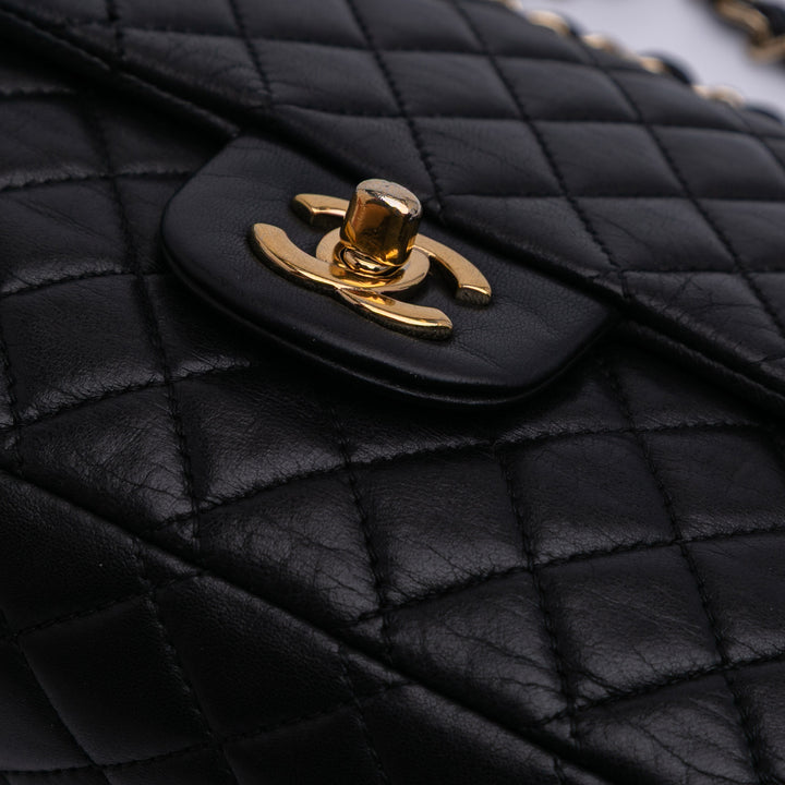 Medium Classic Lambskin Valentines Heart Charms Single Flap Black - Gaby Paris