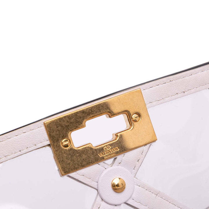 Medium PVC Roman Stud Satchel White - Gaby Paris