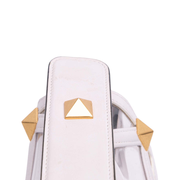 Medium PVC Roman Stud Satchel White - Gaby Paris