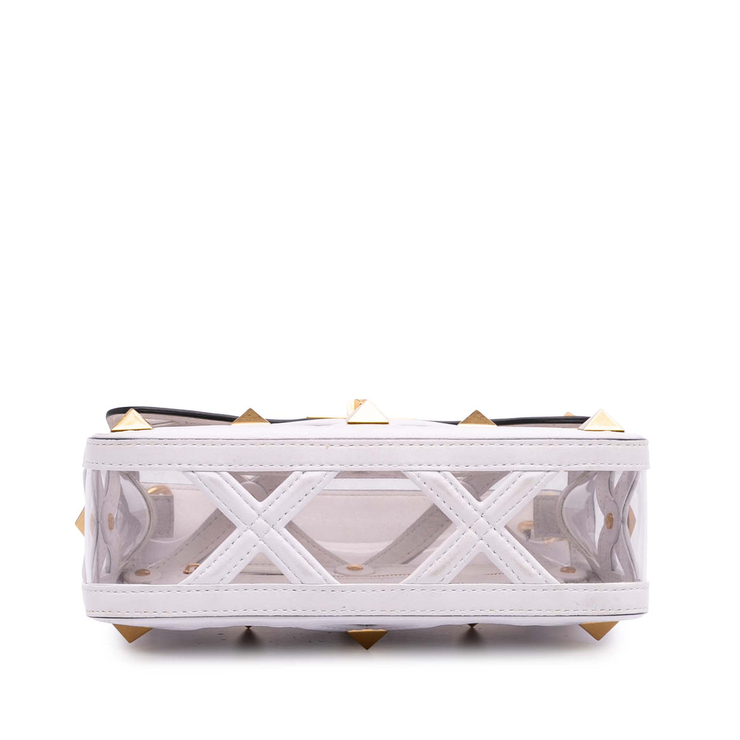 Medium PVC Roman Stud Satchel White - Gaby Paris