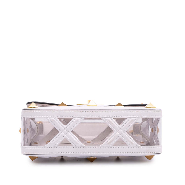 Medium PVC Roman Stud Satchel White - Gaby Paris
