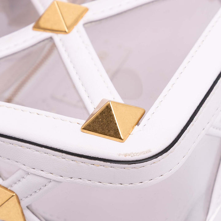 Medium PVC Roman Stud Satchel White - Gaby Paris