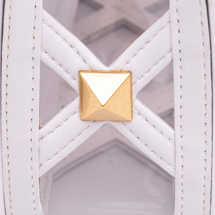 Medium PVC Roman Stud Satchel White - Gaby Paris