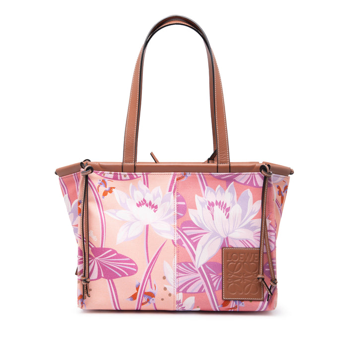 LOEWE Paulas Ibiza Small Toile Waterlily Print Cushion Cabas