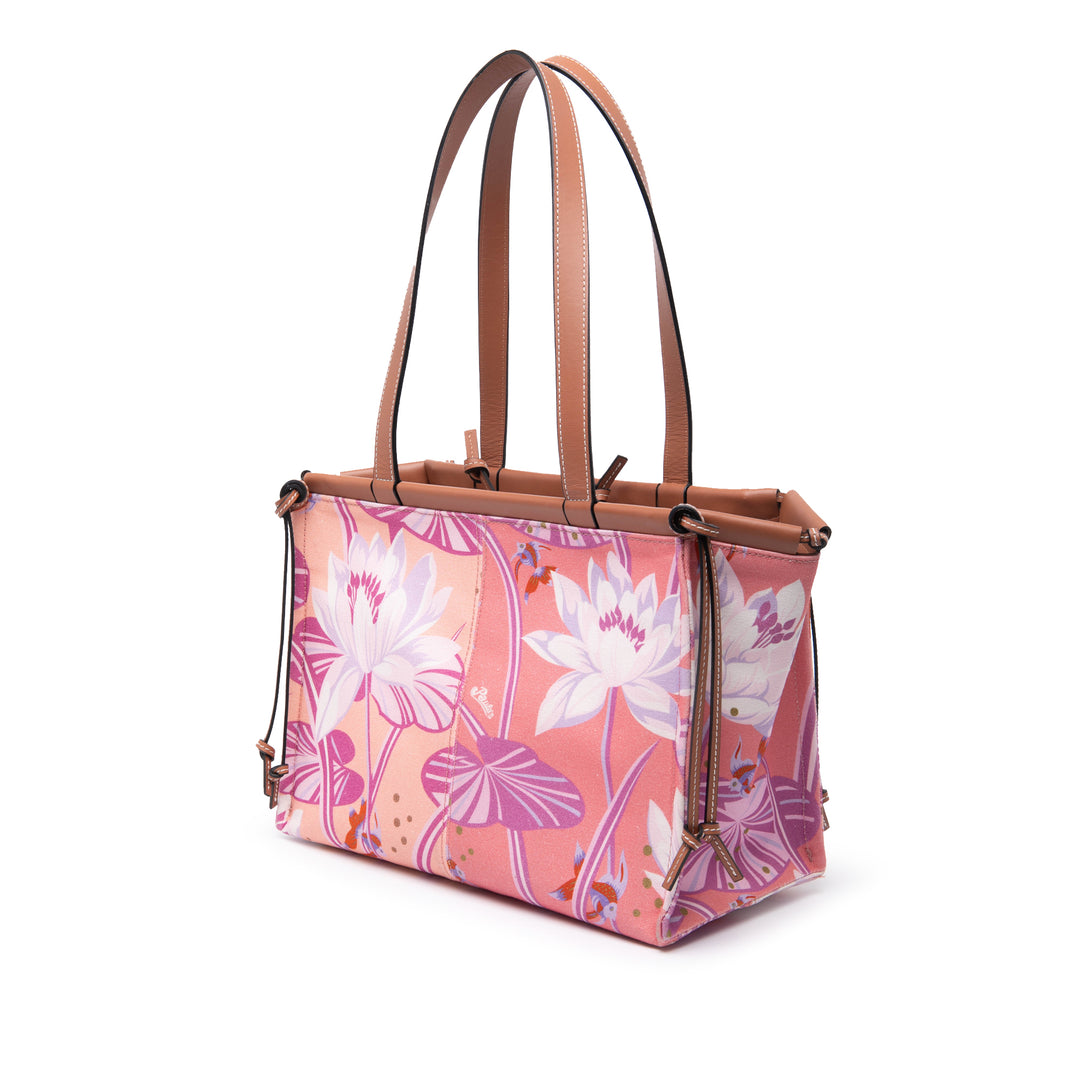 LOEWE Paulas Ibiza Small Toile Waterlily Print Cushion Cabas