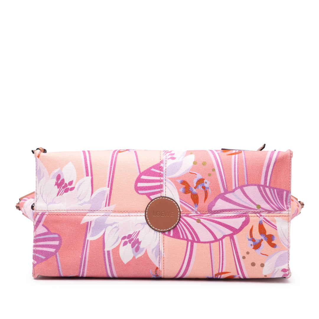 LOEWE Paulas Ibiza Small Toile Waterlily Print Cushion Cabas