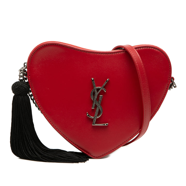 Saint Laurent Cuir de veau Monogram Sac Coeur Pompon Sac porté croisé