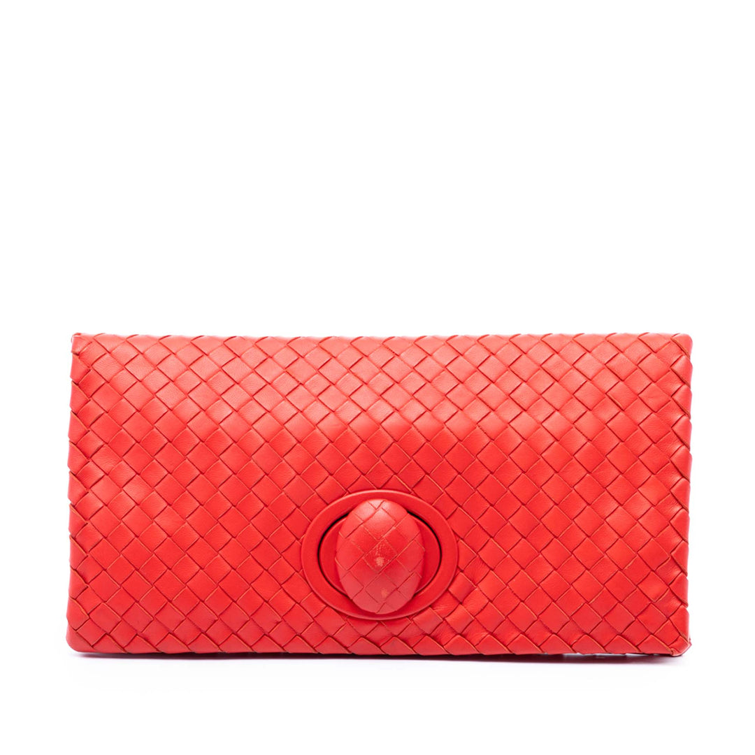 Intrecciato Turn Lock Pochette nappa Rouge