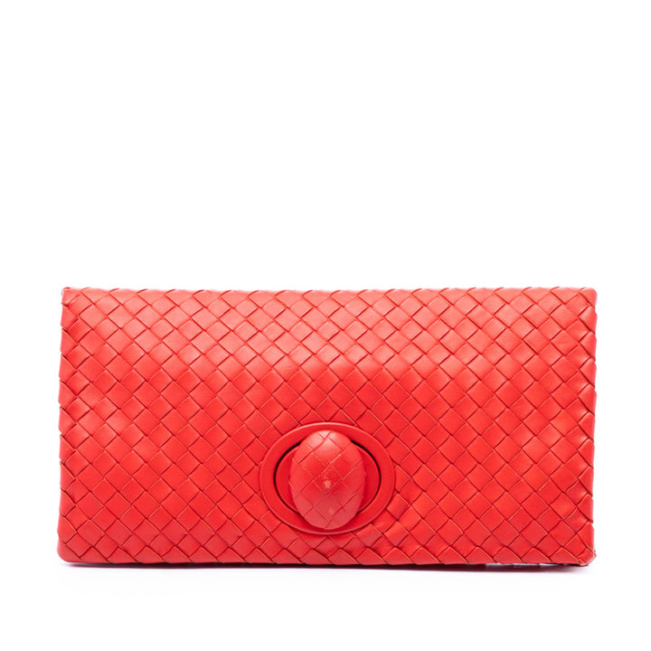 Intrecciato Turn Lock Pochette nappa Rouge