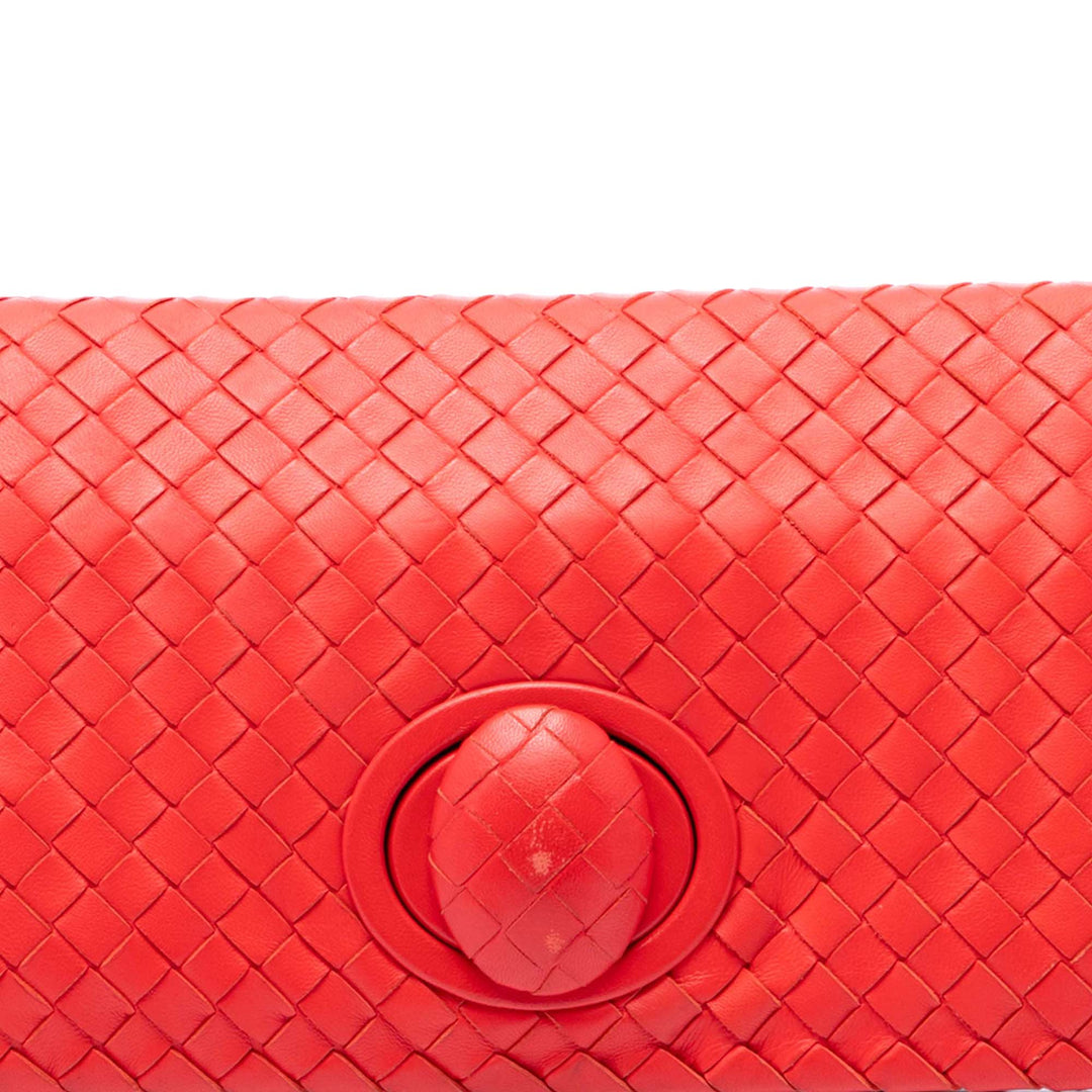 Intrecciato Turn Lock Pochette nappa Rouge