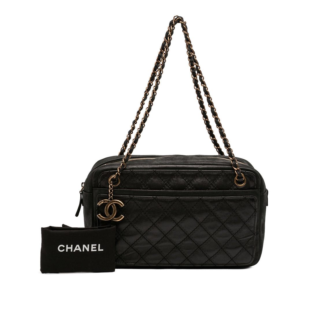 Chanel CC Iridescent Cuir d’agneau et Matelassé Cuir de veau Chain Sac bandoulière