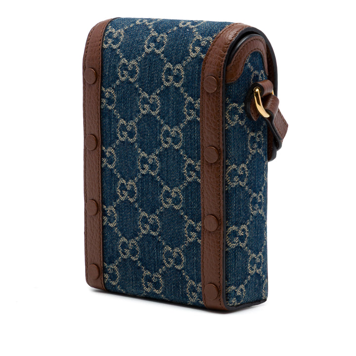 GG Horsebit 1955 Sac Mini Jean Bleu