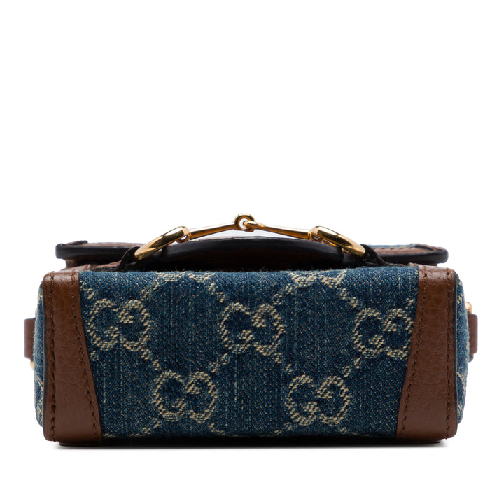 GG Horsebit 1955 Sac Mini Jean Bleu