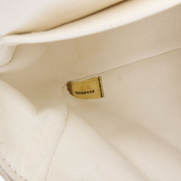 Mini Rectangular Classic Iridescent Lambskin Single Flap White - Gaby Paris