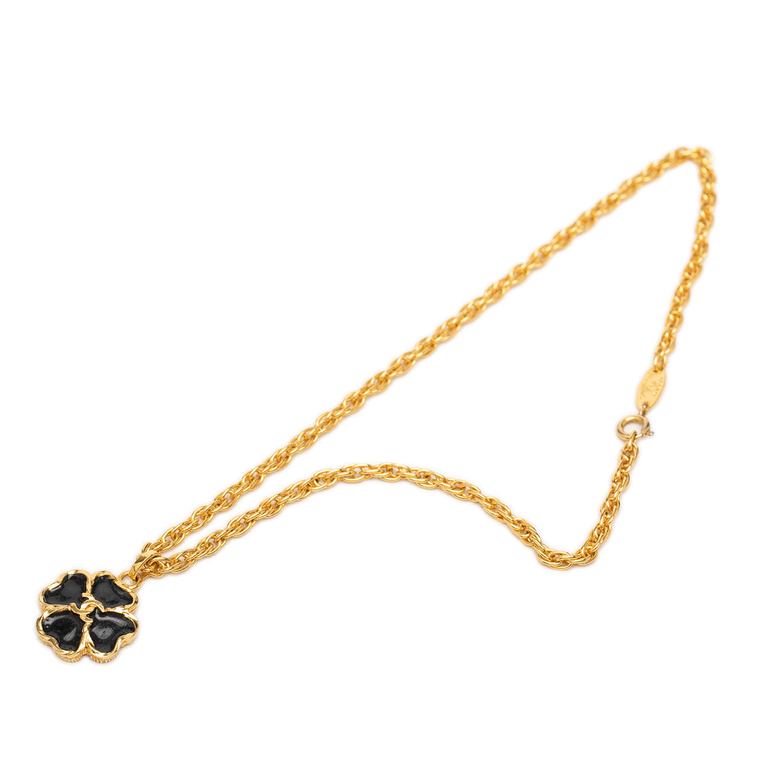 CC plaqué And Resin Clover Pendant Collier Doré
