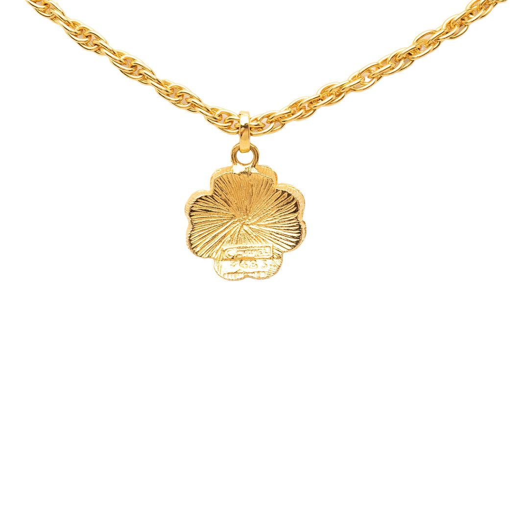 CC plaqué And Resin Clover Pendant Collier Doré