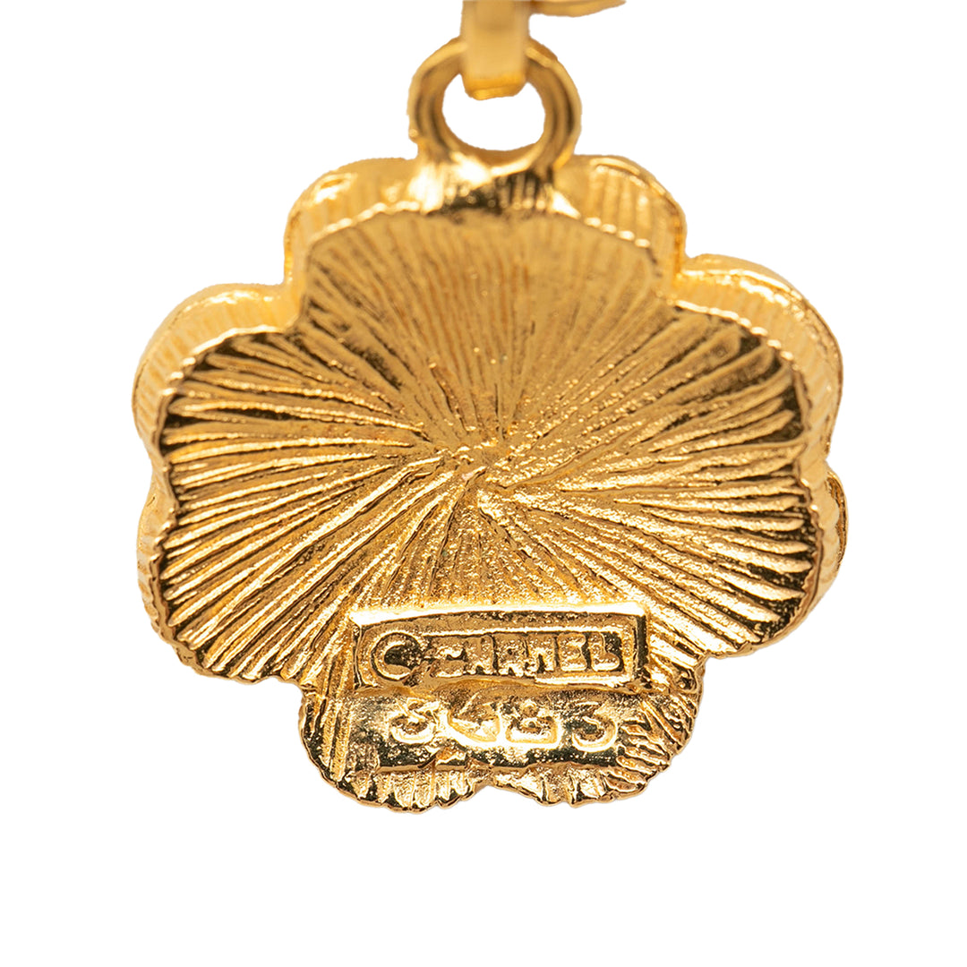 CC plaqué And Resin Clover Pendant Collier Doré