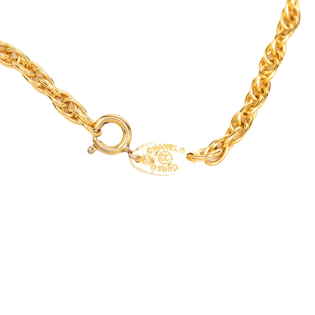 CC plaqué And Resin Clover Pendant Collier Doré