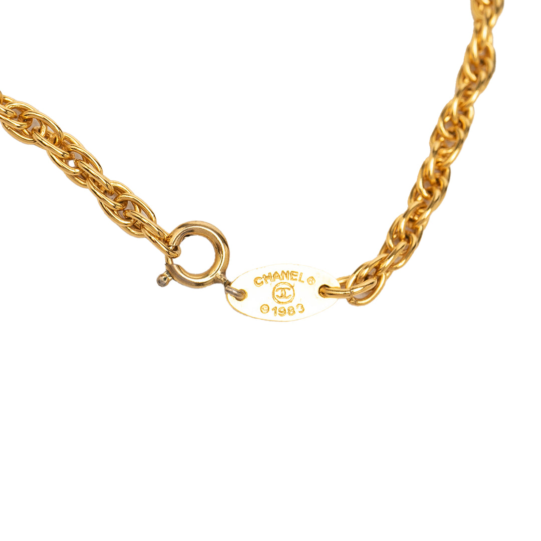 CC plaqué And Resin Clover Pendant Collier Doré