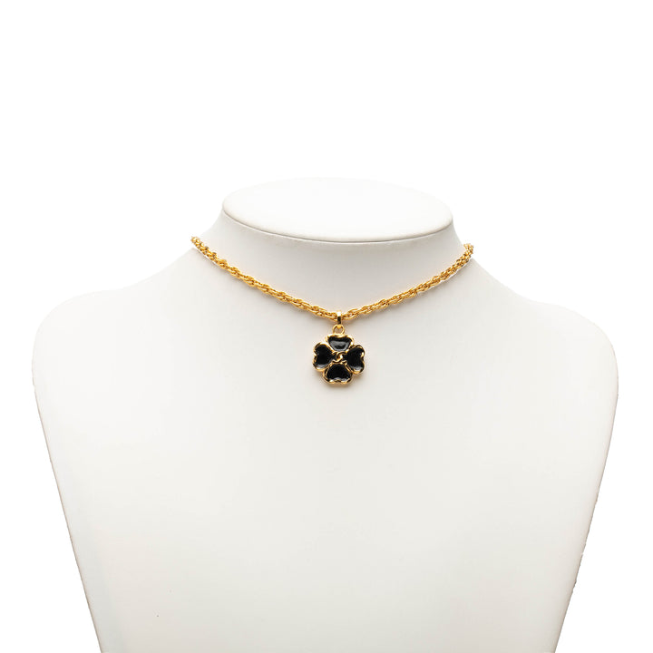 CC plaqué And Resin Clover Pendant Collier Doré