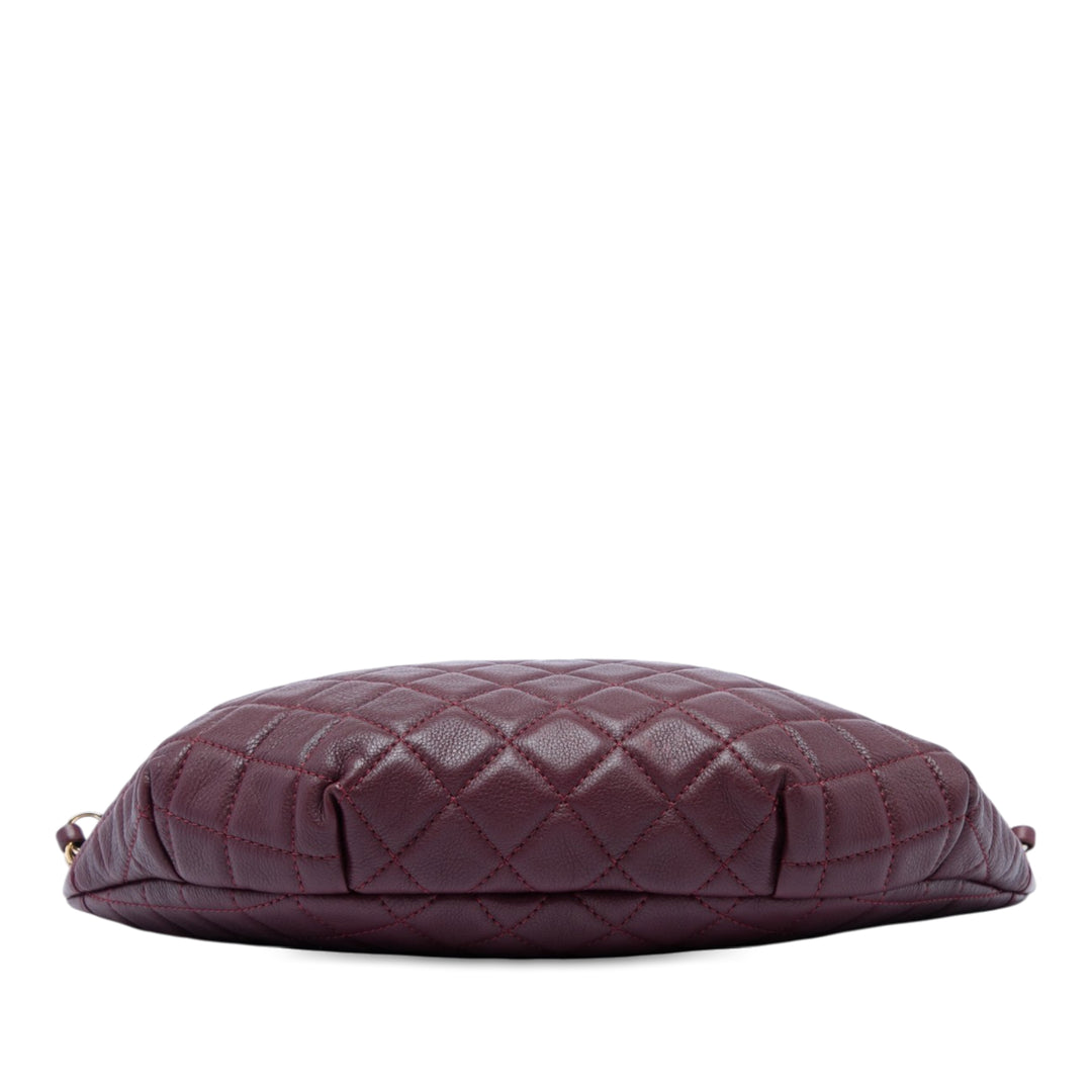 Matelassé Banane Waist Sac Cuir de veau Rouge