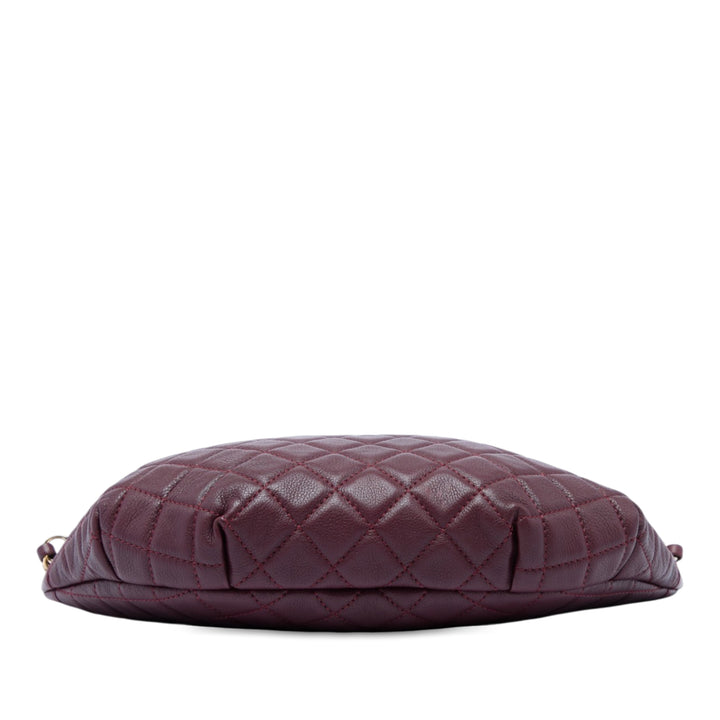 Matelassé Banane Waist Sac Cuir de veau Rouge