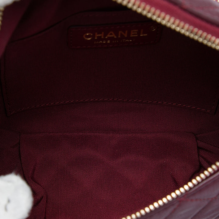 Matelassé Banane Waist Sac Cuir de veau Rouge