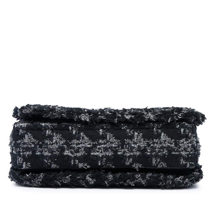 Chanel CC Shearling et Chaîne à rabat Moyen Tweed Noir – vue 3 – GABY PARIS
